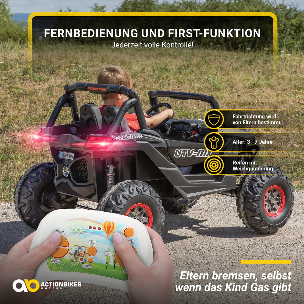 Buggy Enfant Sécurisé avec Télécommande - Fini les Pannes sur l'Herbe