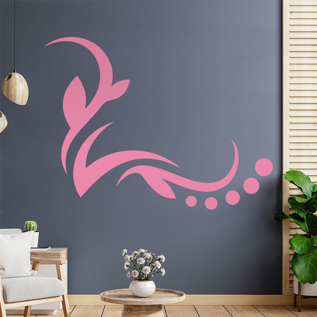 Blätter - Linien Punkte Wandtattoo in 6 Größen - Wandaufkleber Wall Sticker - Dekoration, Küche, Wohnzimmer, Schlafzimmer, Badezimmer