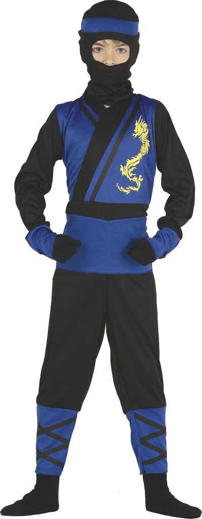 Ninja Kämpfer Kostüm für Kinder in Schwarz-Blau, Gr. Produktbild 