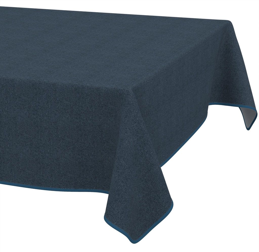 Tischdecke 140x180cm Rechteckig Dunkelblau DanceDirty abwaschbar Leinenoptik wetterfest Falschuni Modern mit Saumkante