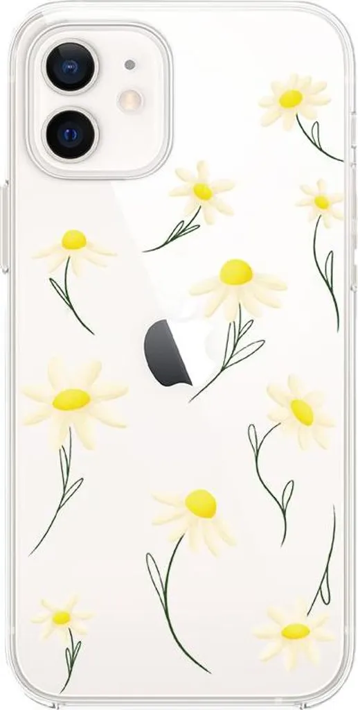 Custodia Antiurto iPhone 12 Silicone Trasparente Margherite Flexi