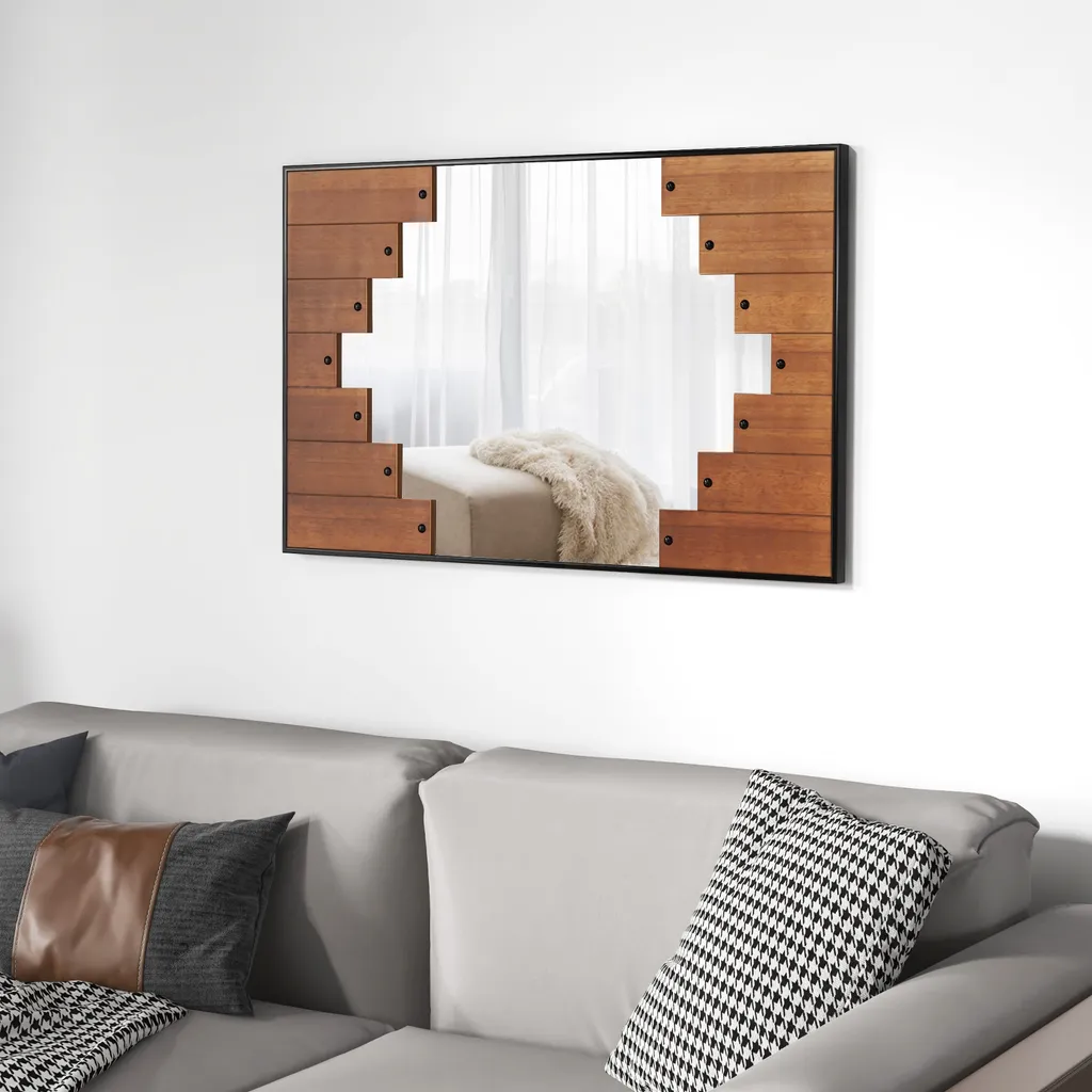 Miroir rustique rectangulaire avec crochet bidirectionnel 66x100 - 2