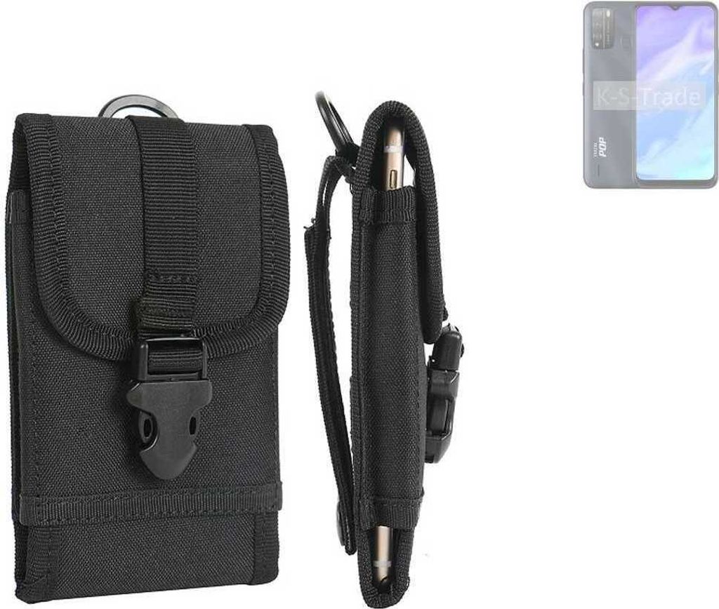 K-S-Trade Holster Handy Hülle kompatibel mit Tecno Pop 5X Holster Handytasche Gürtel Tasche Schutz Hülle Robust Outdoor schwarz