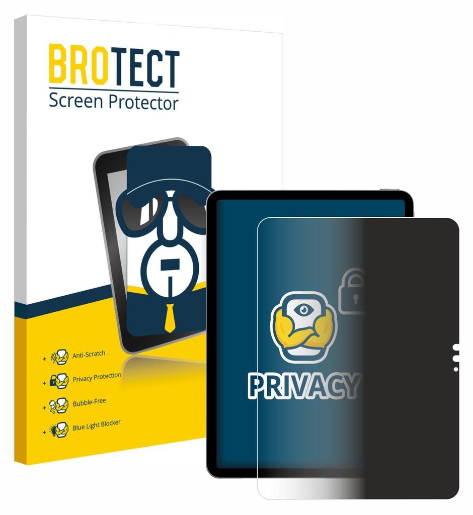 BROTECT Sichtschutzfolie für Apple iPad Air 11" M4 2026 (Hochformat) Anti-Spy Privacy Sichtschutz Blickschutz Folie Blaulicht-Schutz