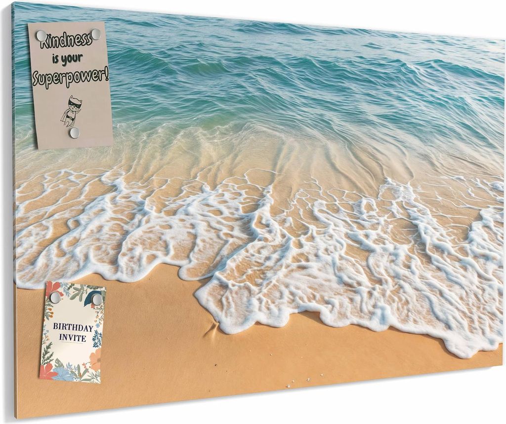 Magnettafel 60x40cm magnetisch & beschreibbar Metall-Board - Wellen am Strand