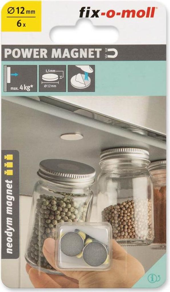 fix-o-moll Neodym Magnete Scheiben selbstklebend 12mm