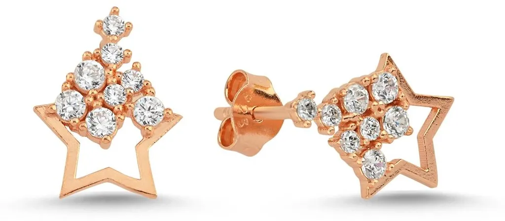 Puces d'oreilles en argent rose et zircons étincelants - Collection Lueur
