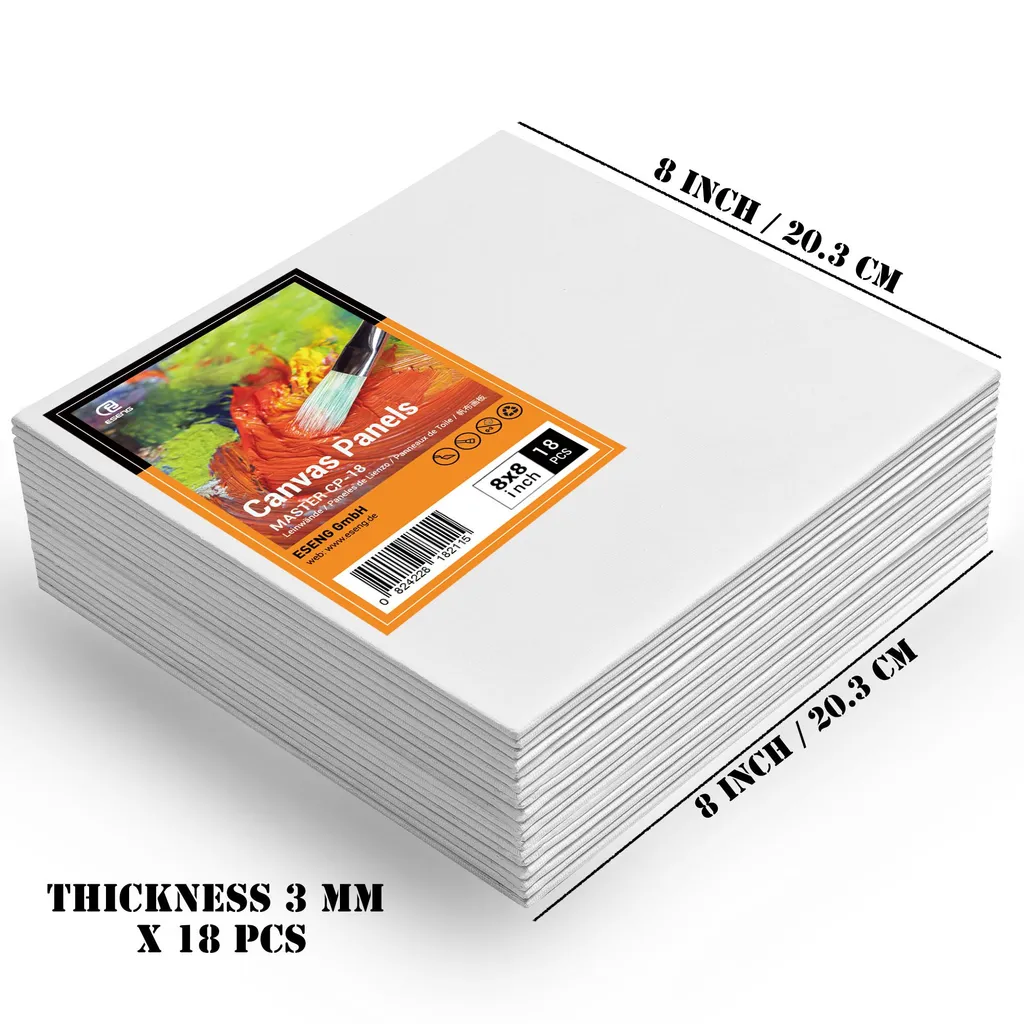 Tele da Pittura ESENG® 18 Pezzi | Cotone 20x20 per Scuole e Corsi - 2