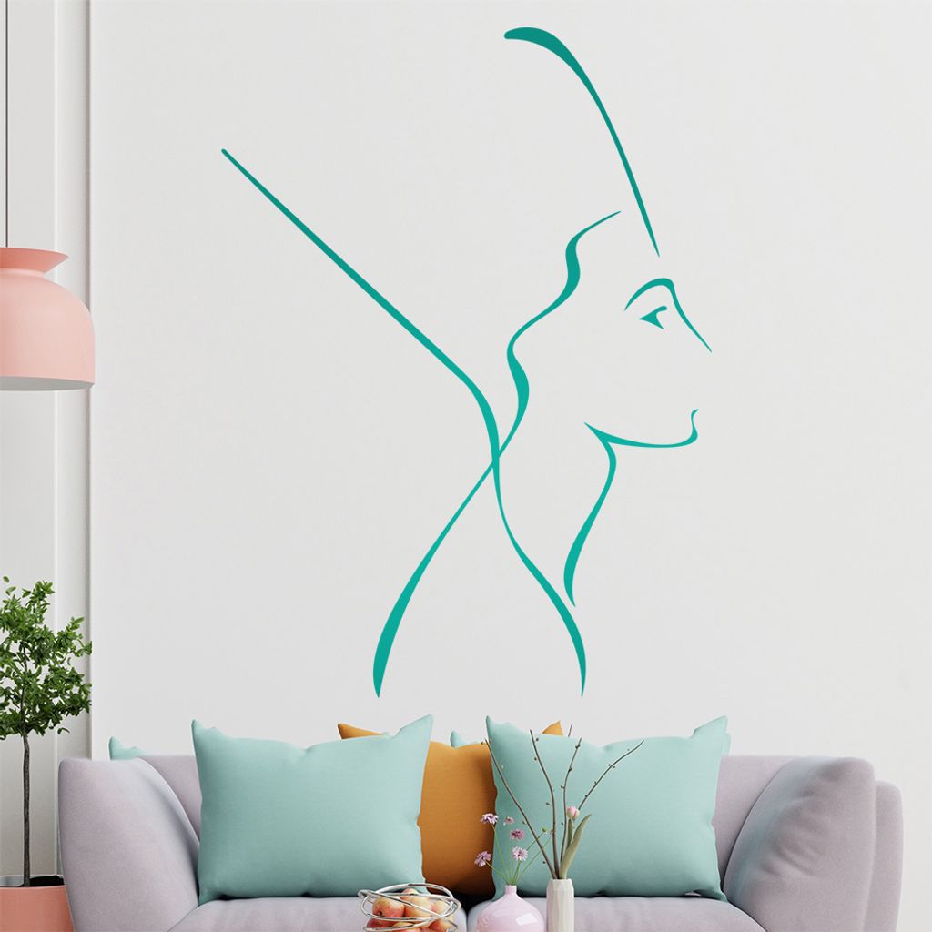 Nofretete - Linien Wandtattoo in 6 Größen - Wandaufkleber Wall Sticker - Dekoration, Küche, Wohnzimmer, Schlafzimmer, Badezimmer