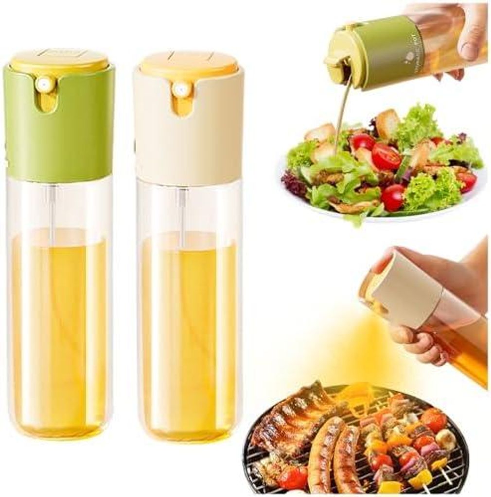 2 Stück Ölsprüher 300ml Glas Öl Sprühflasche 2 in 1 Oil Dispenser Küche Transparent Oil Spray Bottle für küche Heißluftfritteuse, Grillen,...