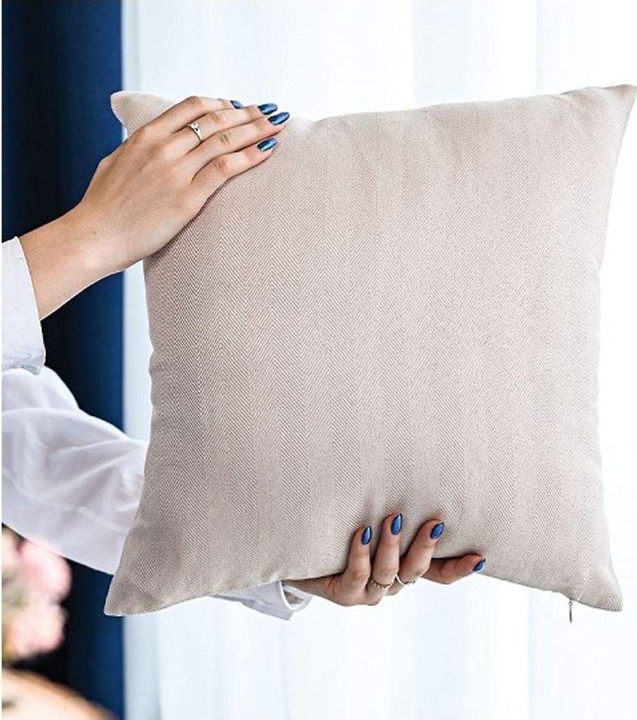 Kissenbezug, eleganter Deko-Kissenbezug, Fischgrätenmuster, Boho 40x40 Hellbeige