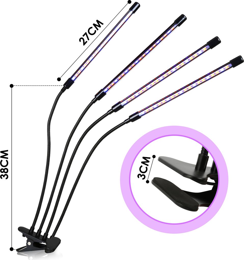 EINFEBEN LED Pflanzenlampe 40W Dimmbar Pflanzenlicht mit Produktbild 3
