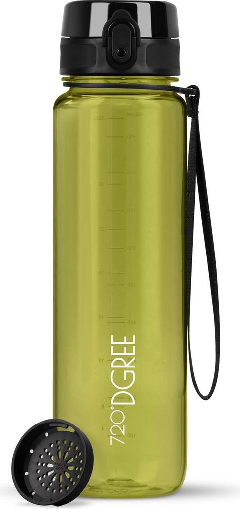 uberBottle crystalClear Trinkflasche mit Sieb 1000ml / Olive Green/ 720DGREE
