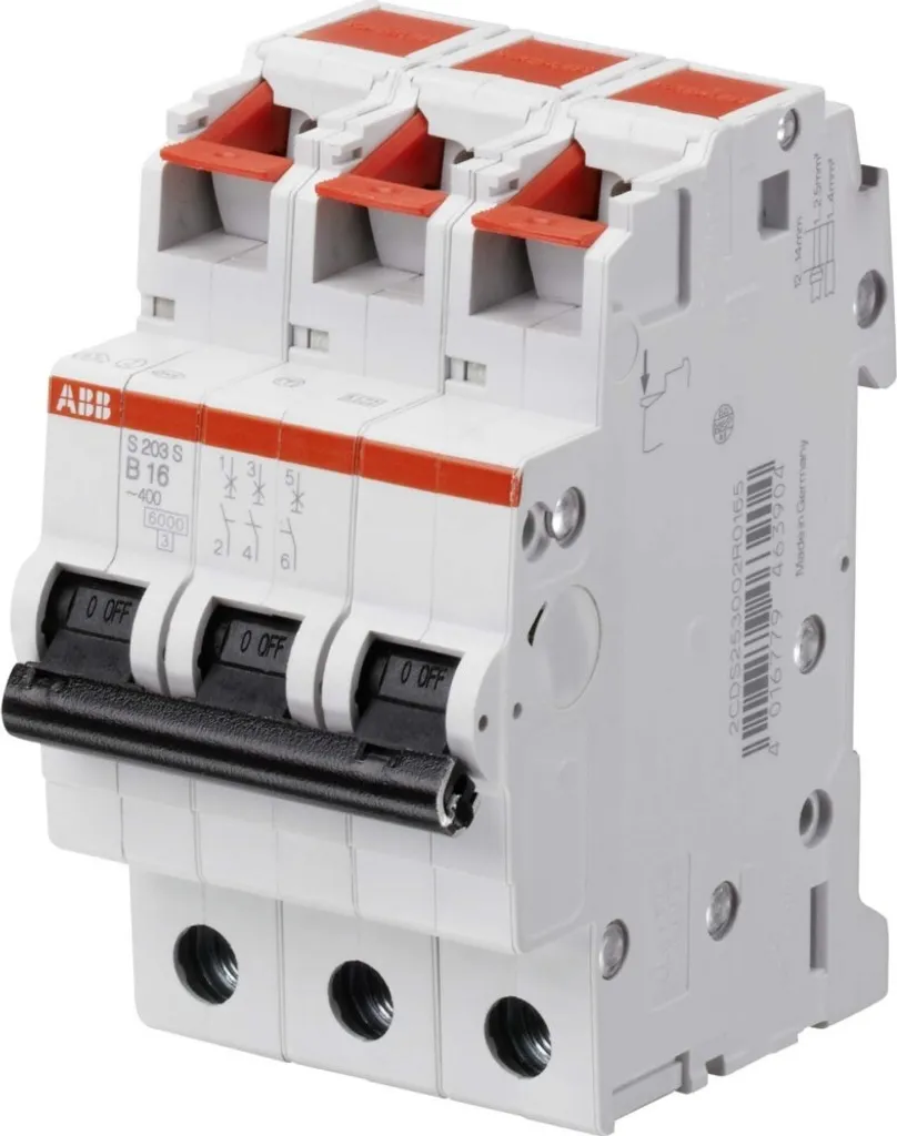 Protection circuit triphasé Disjoncteur ABB S203S-B13 13A rail DIN