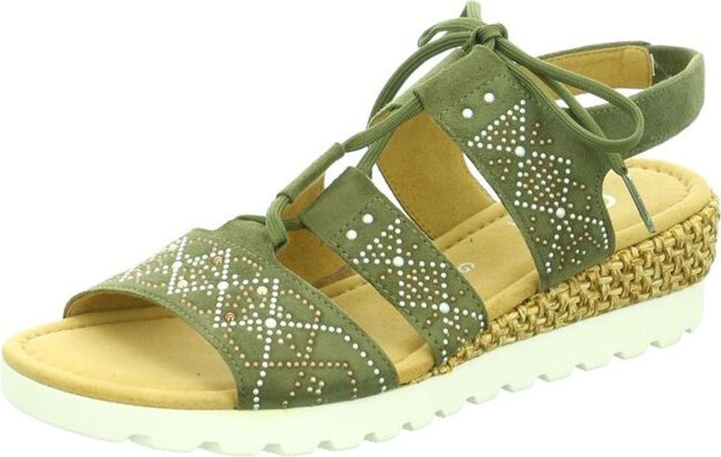 Gabor Damen Sandalen aus olivgrünem Leder 36
