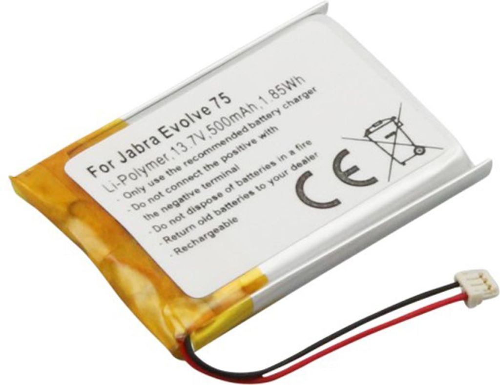 Avizar, Akku Jabra Evolve 75 Headset 3,7 V 500 mAh Li-Polymer, Weiß