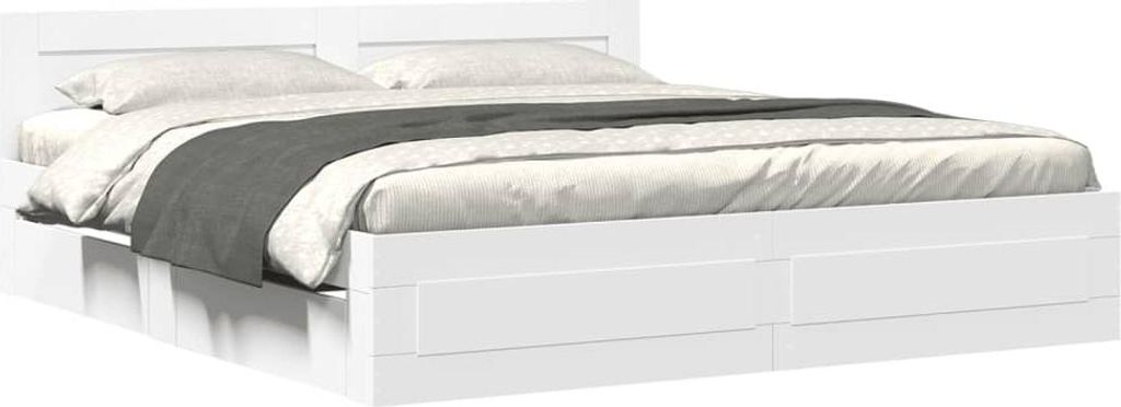vidaXL Rám postele s čelom bez matraca biely 200x200 cm Obrázok produktu 