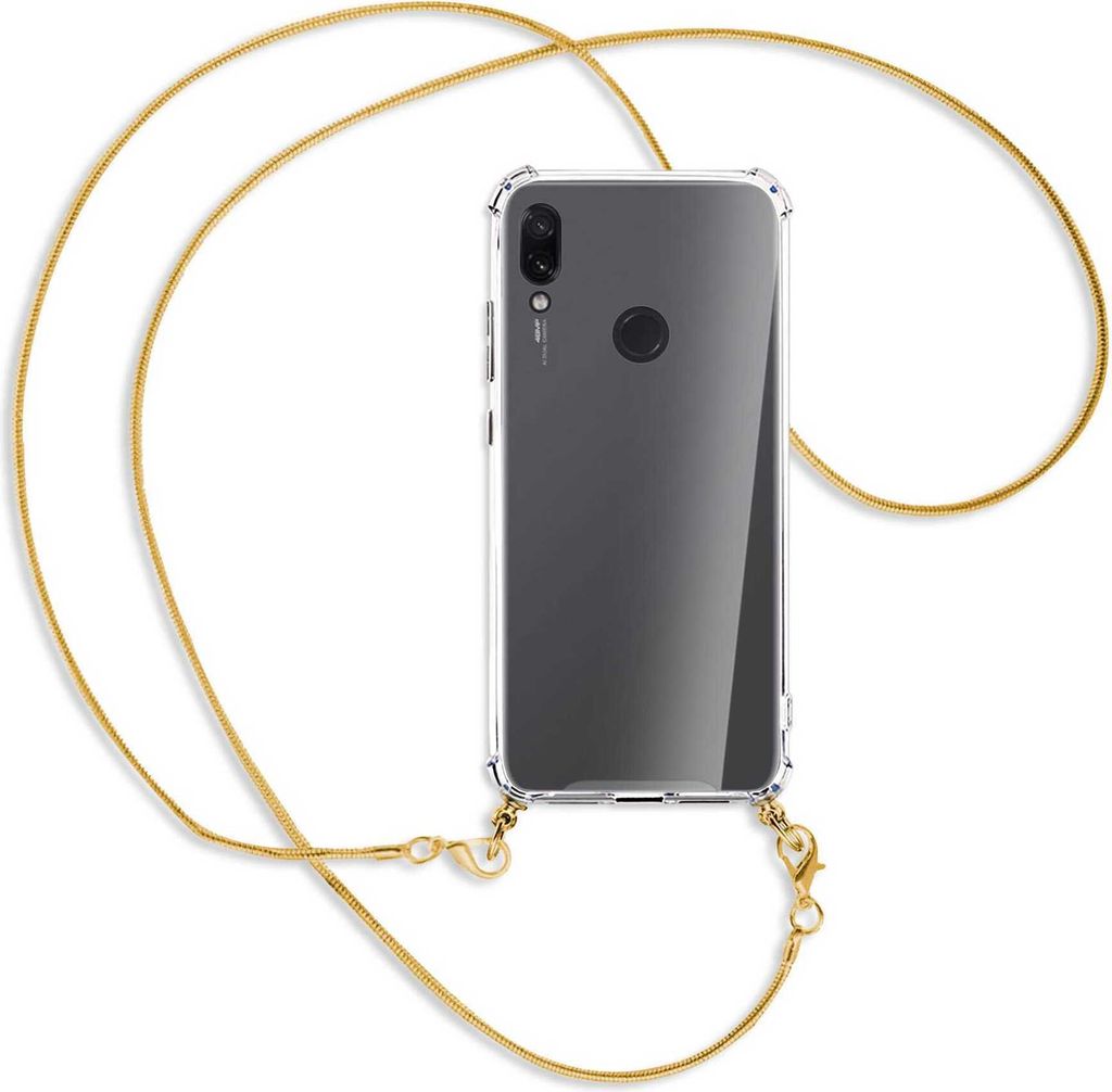 Handykette Backcover-Schutzhülle mit Band (Metall goldfarben) für Xiaomi Redmi Note 7 (Pro) - goldfarbene Kette Snake