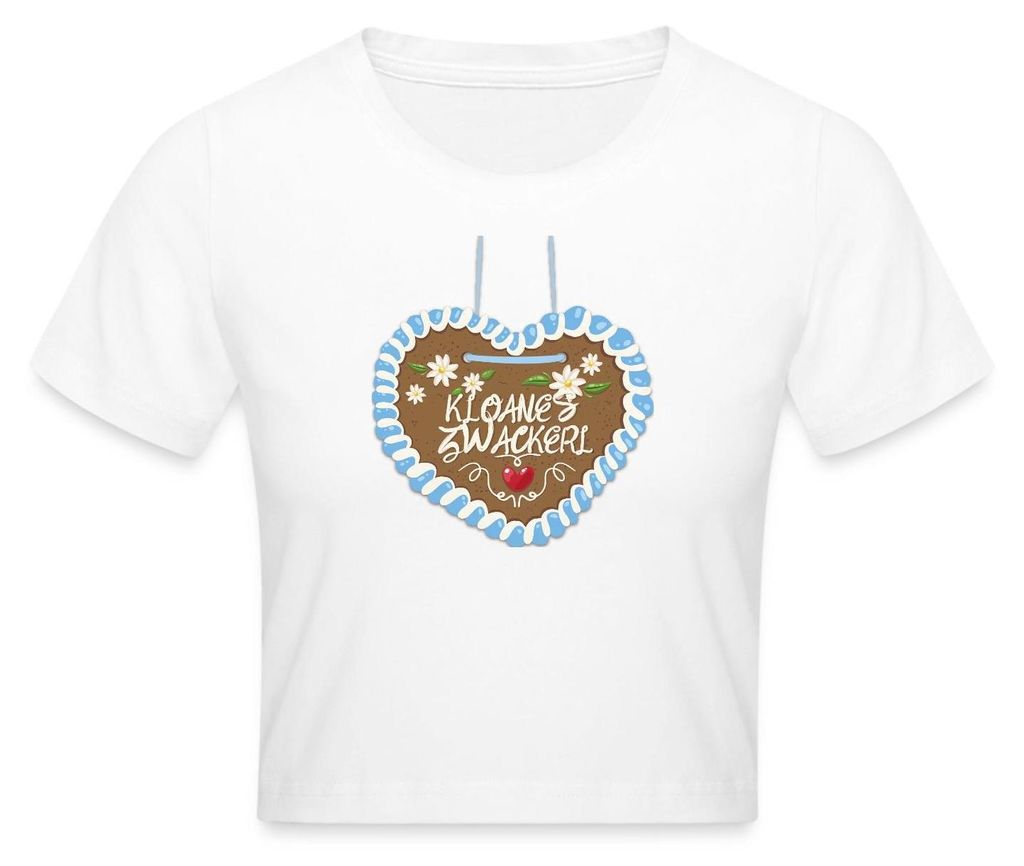 Spreadshirt Lebkuchenherz design Kloane’s Zwackerl Crop Top, M, Weiß