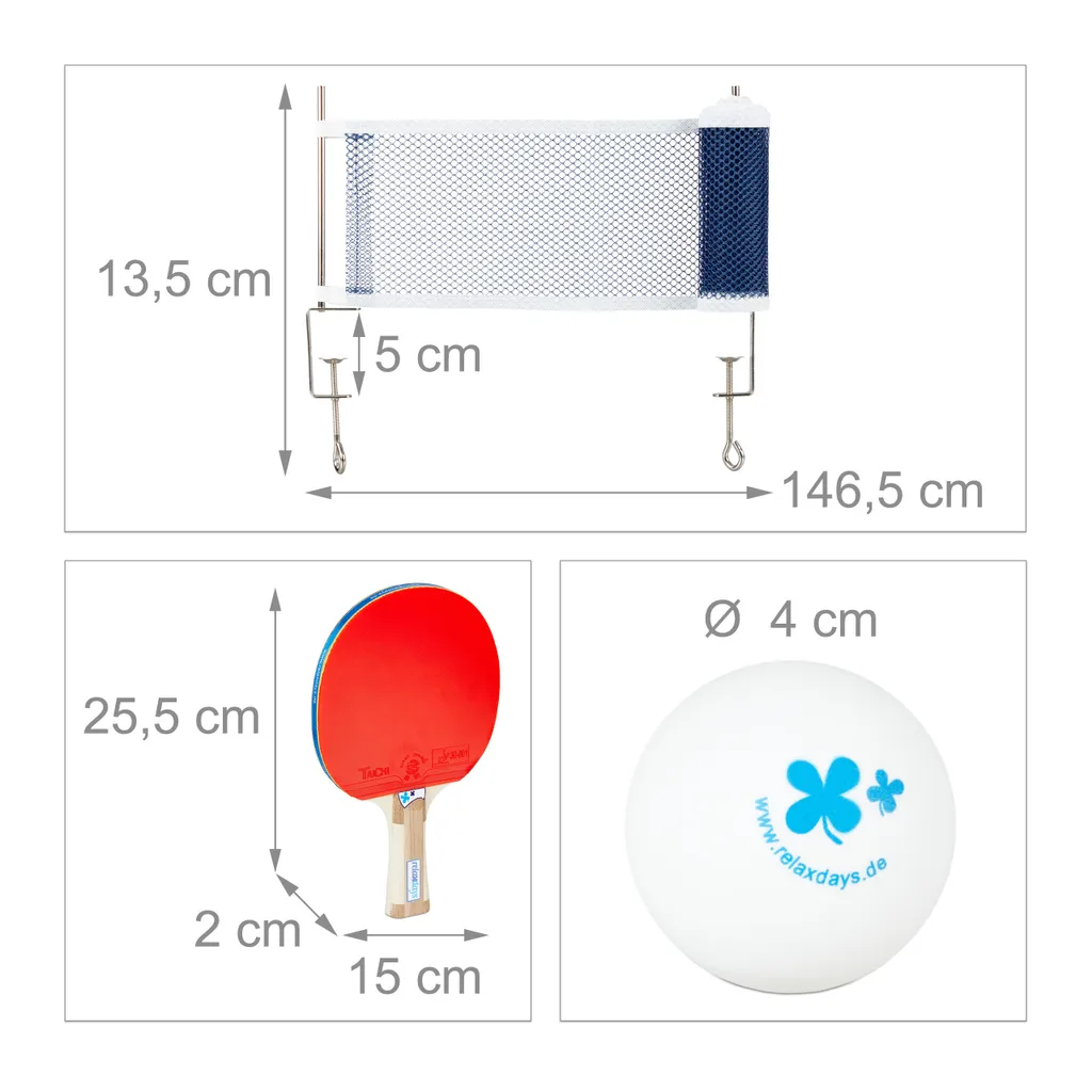 Relaxdays Set de ping-pong avec filet rétractable et raquettes complètes - 5