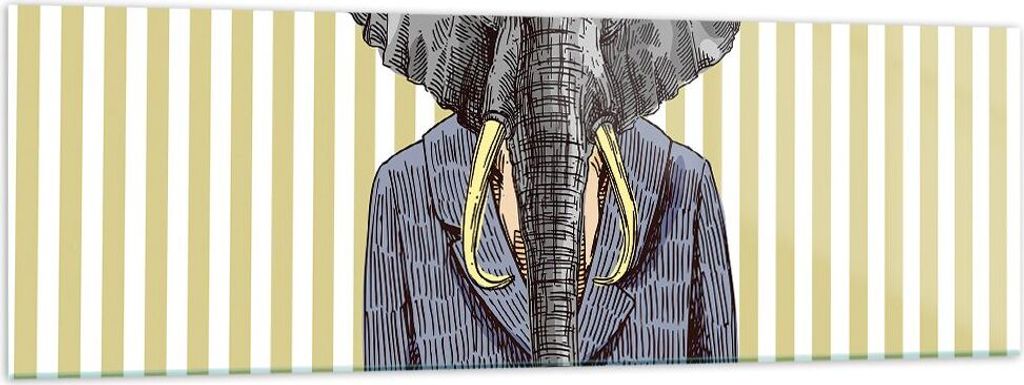 Bilder auf glas - Elefant Anzug Abstraktion Abbildung - 160x50cm - Glasbilder - Wandbilder - Kunstdruck - Wanddekoration aus Glas - Glas Bilder - W...