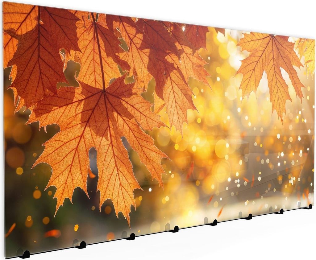 Wandgarderobe mit Magnetwand & Memoboard aus Glas Herbstblätter