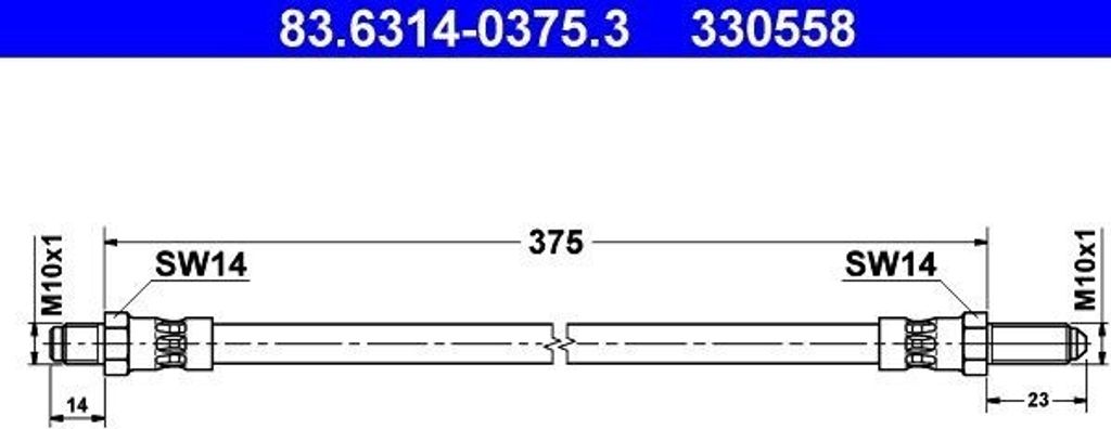 ATE 83.6314-0375.3 - OE MNA 5680 AA Bremsschlauch für XJ (X300, X330)