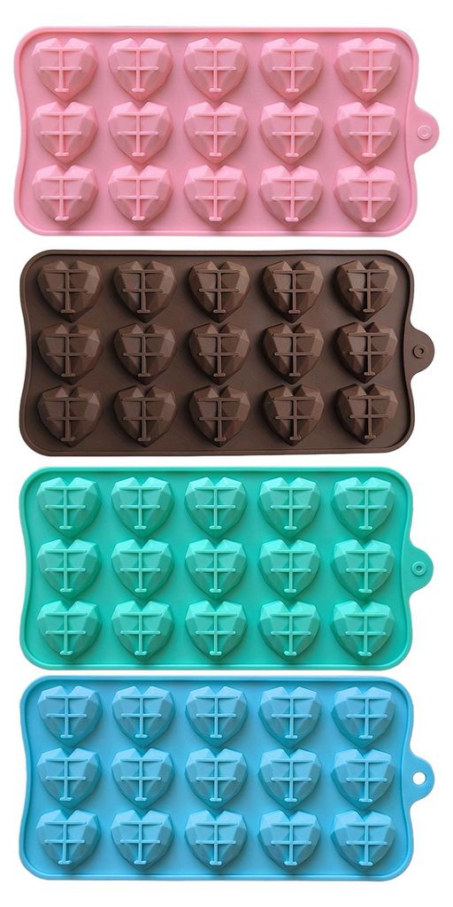 3D-Diamantherz-Silikonform mit 15 Fächern, ideal zum Backen von Kuchen, Schokoladenmousse und Desserts.