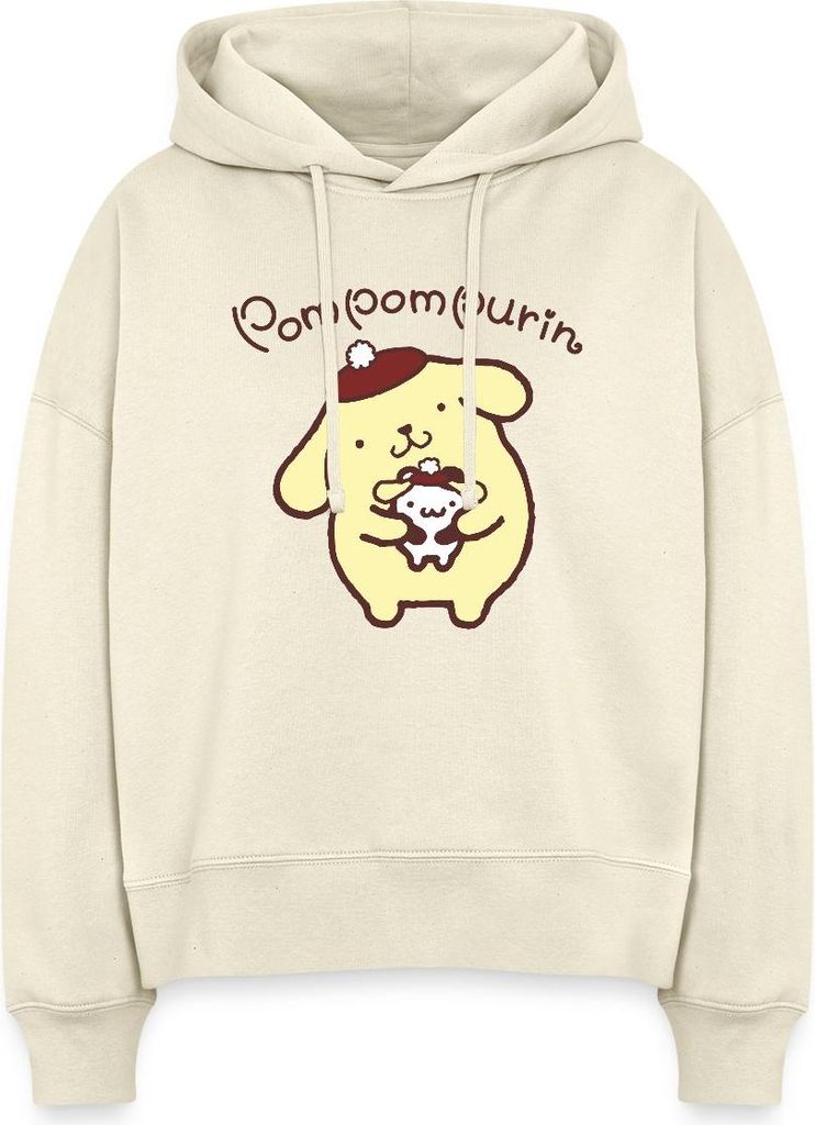 Spreadshirt Pompompurin & Muffin Verkleidet Frauen Boxy Organic Hoodie, S, Natur