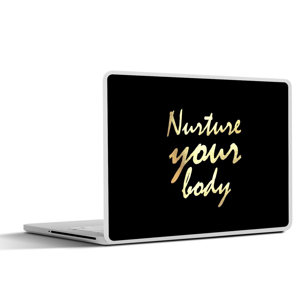 MuchoWow Laptop Aufkleber Sticker Cover Zitate - Gesund - Gold 30x21 cm - Sticker für Laptop - Selbstklebend