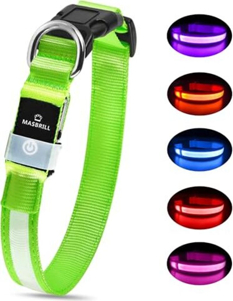 Leuchthalsband Hund, Hundehalsband Leuchtend Aufladbar, LED Halsband für Hunde Leuchtband Einstellbar Wasserdicht mit 3 Lichtmodi Sicherheit Kleine