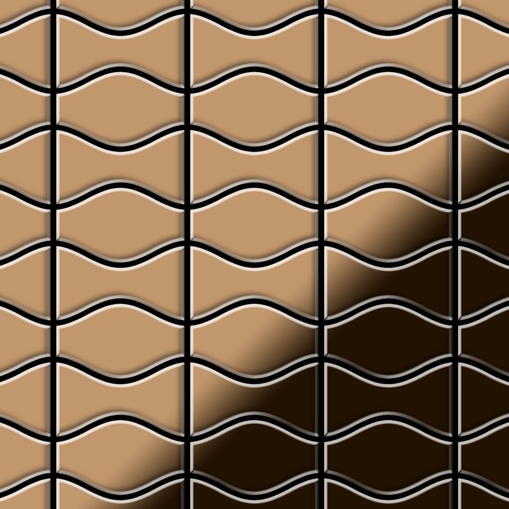 Mosaik Fliese massiv Metall Titan hochglanz kupfer 1,6mm Kismet & Karma-Ti-AM