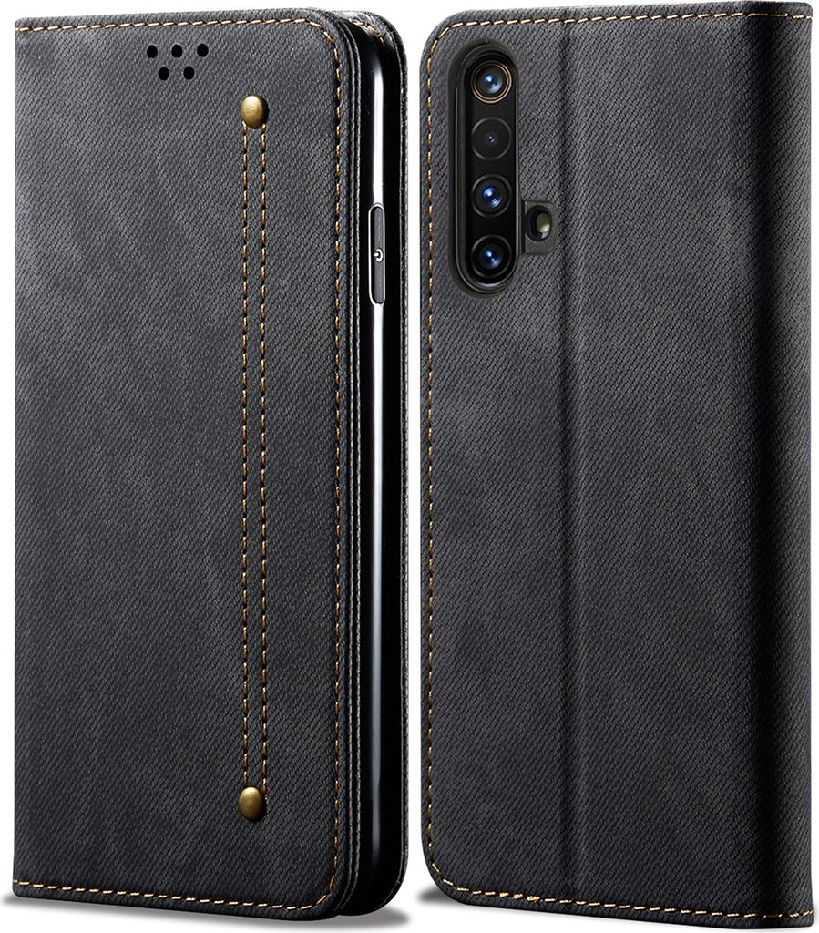 OPPO Realme X50 Hülle, LaimTop Denim Leder Brieftasche Magnetverschluss Flip Bookstyle Schutzhülle mit Standfunktion für OPPO Realme X50 OPPO Re...