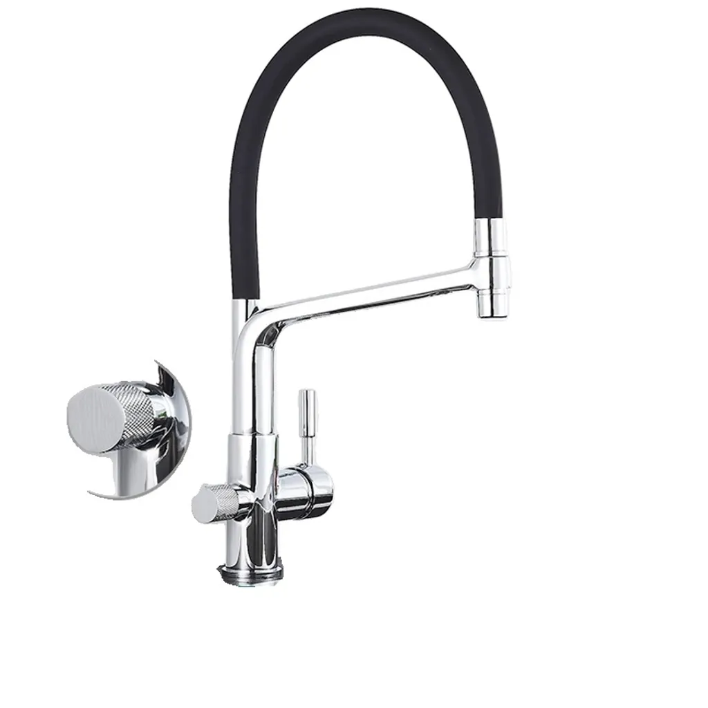 Miscelatore Cucina 360° Ottone Doccetta Estraibile 2 Getti Cromo A