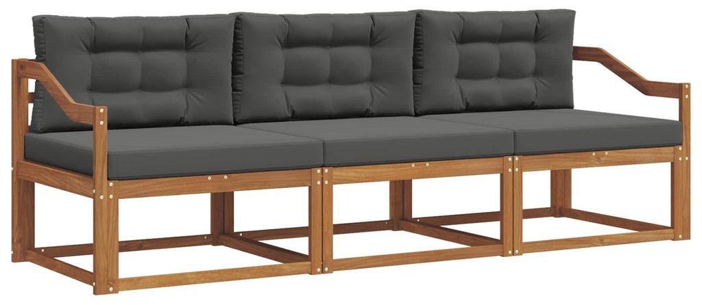 vidaXL Outdoor-Sofagarnitur mit Kissen 3 pcs Natur und Anthrazit