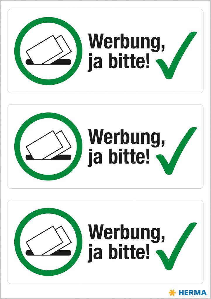 HERMA Hinweisetiketten "Werbung ja bitte!" Folie matt Produktbild 2