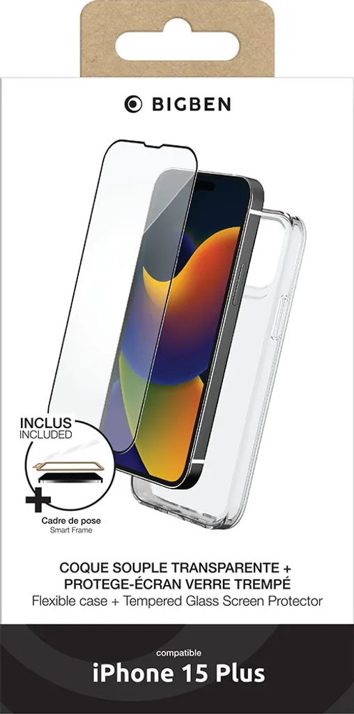 BigBen Connected iPhone 15 Plus Case & Glass: 9H Hardness SmartFrame - 3
