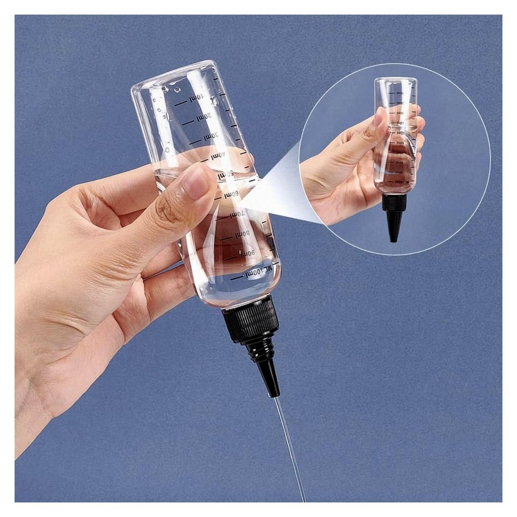 10er Packung 100ml Kunststoff-Quetschflaschen mit Skala, transparente schwarze Flaschen mit Drehverschluss, abgestufte Quetsch-Dosierflaschen für ...