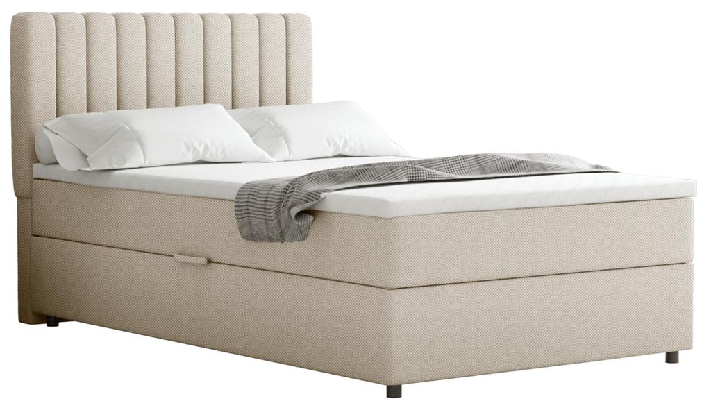 Boxspringbett 120x200 EVEREST, mit Topper, mit Bettkästen, Einzelbett, Beige, Panda Möbel