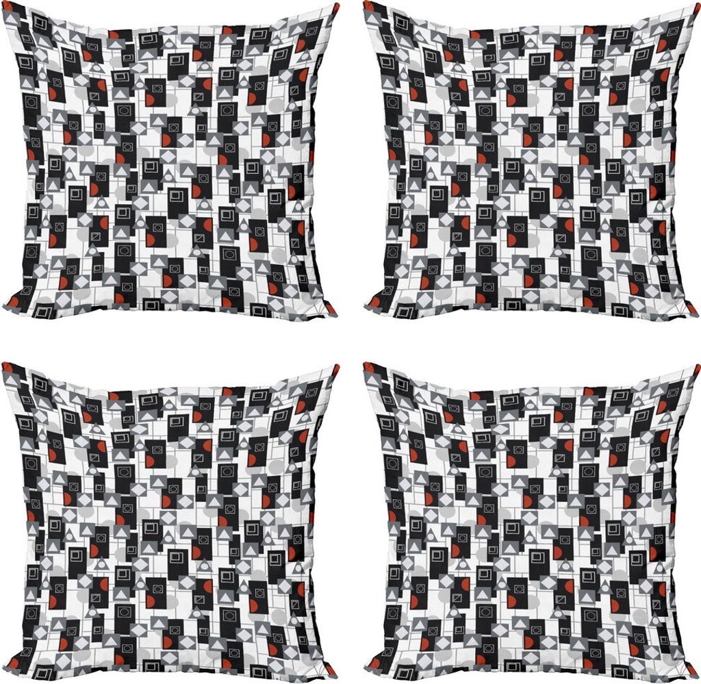 ABAKUHAUS Geometrisch Kissenbezug Set (4 Stück), Kreative Moderne Formen, Moderner Doppelseitiger Digitaldruck, 40 cm x 40 cm, grau Vermilion