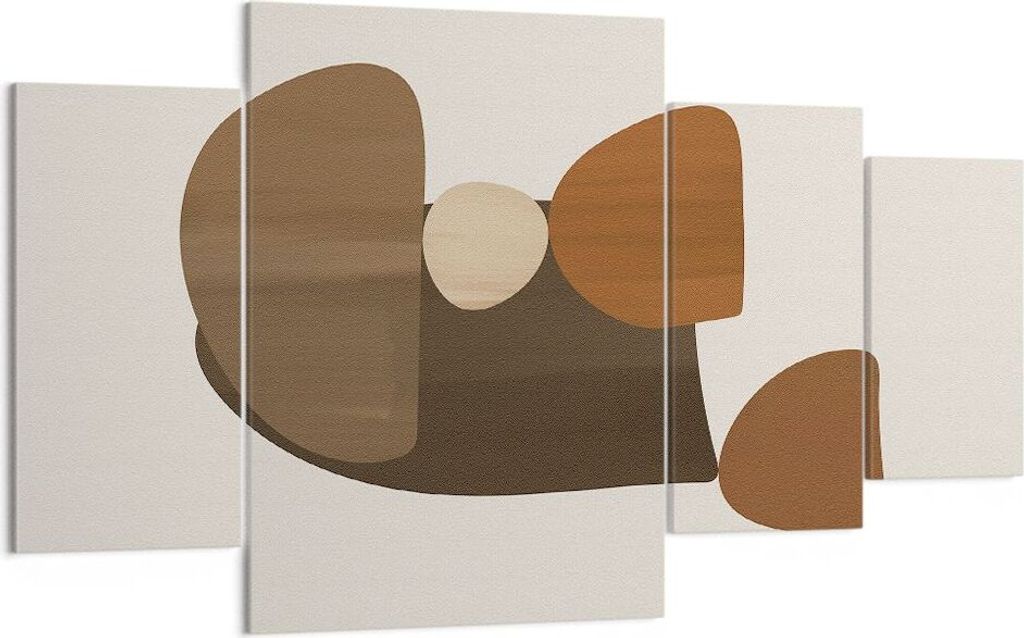 Bild auf Leinwand - Leinwandbild - 4 Teile - Abstraktion Braun Minimalismus - 160x90cm - Wand Bild - Wanddeko - Wandbilder - Leinwanddruck - Bilder...