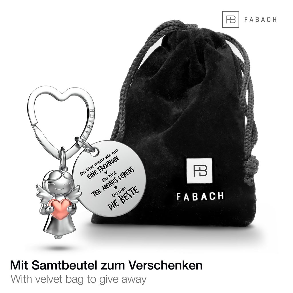 Portachiavi Con Angelo Custode E Cuore Inciso FABACH – Regalo Sentimentale Per Lei O Lui - 3