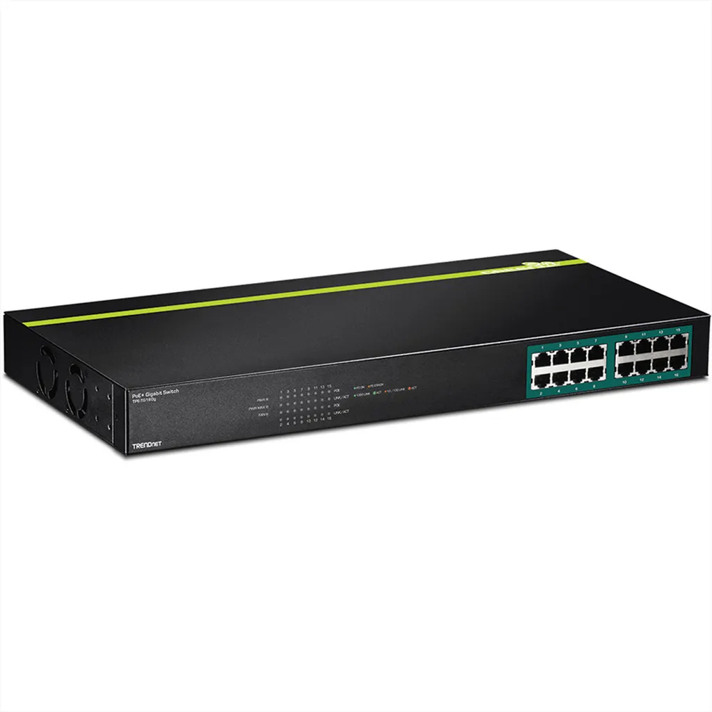 Switch Injecteur PoE+ 16 Ports Gbit Manageable L2 pour Baie Informatique