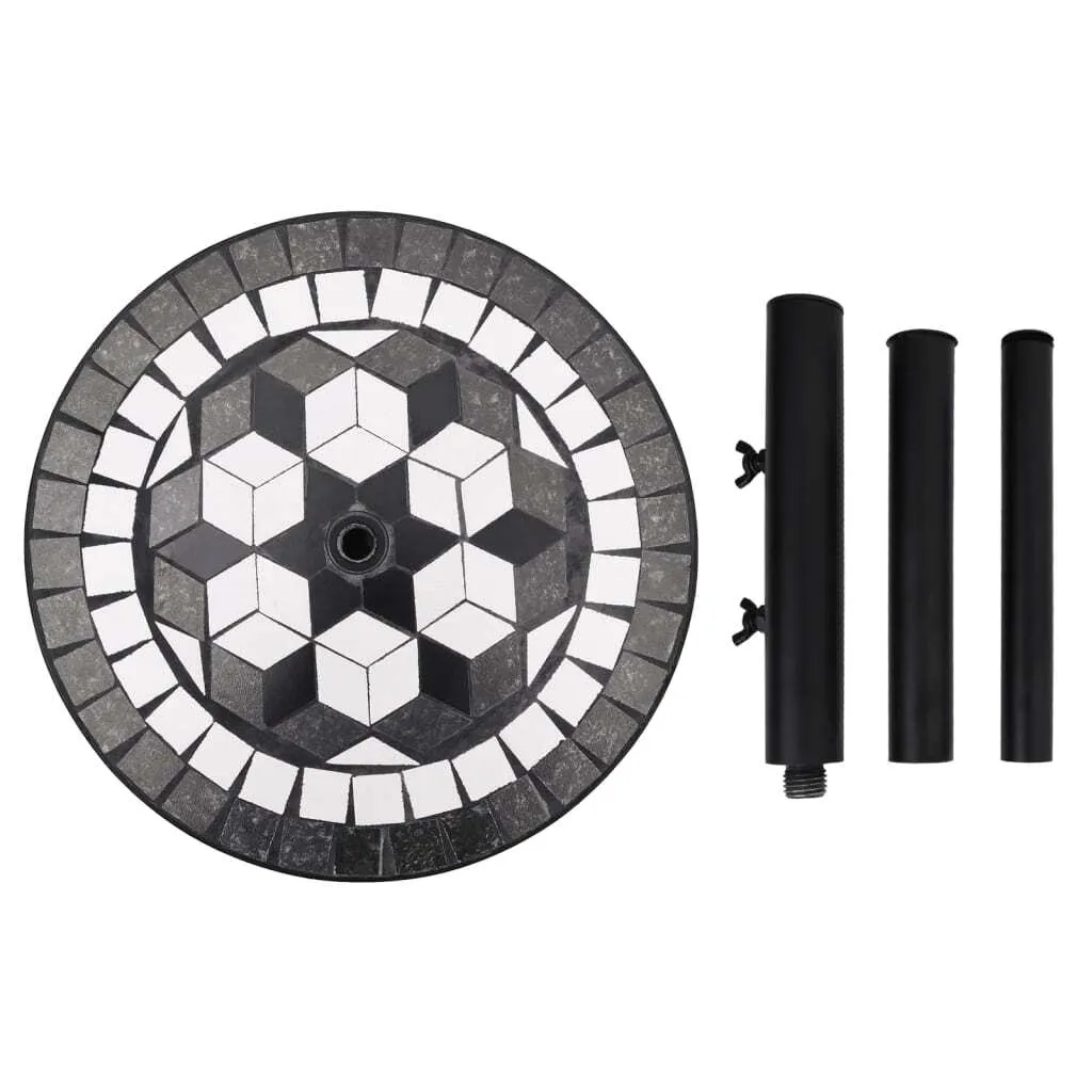 Pied de parasol pour terrasse vidaXL 12 kg - Fixation stable noir et blanc - 3