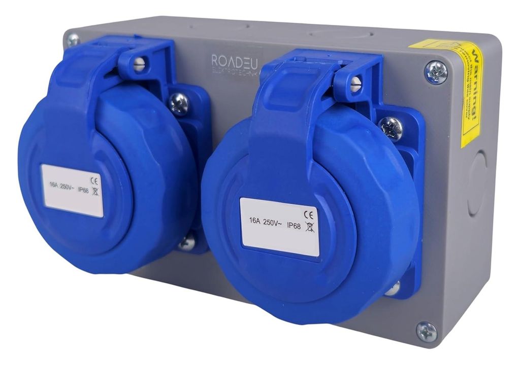 RoadEu – Doppelsteckdose 2x Schuko 230V 16A IP67 Produktbild 