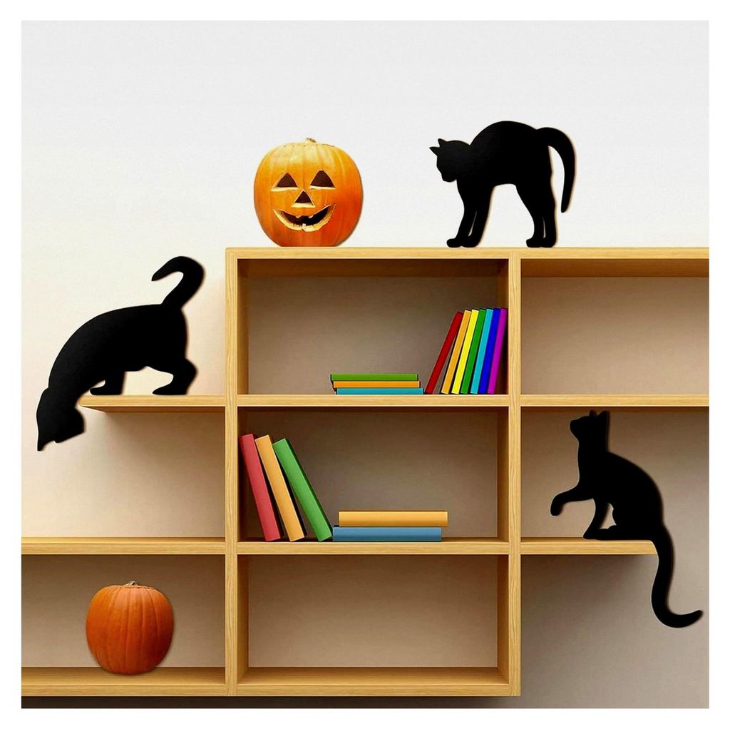 Türrahmen mit schwarzer Katze, Halloween Wanddekoration mit niedlichen Silhouetten für Haus, Büro, Hotel und Restaurant