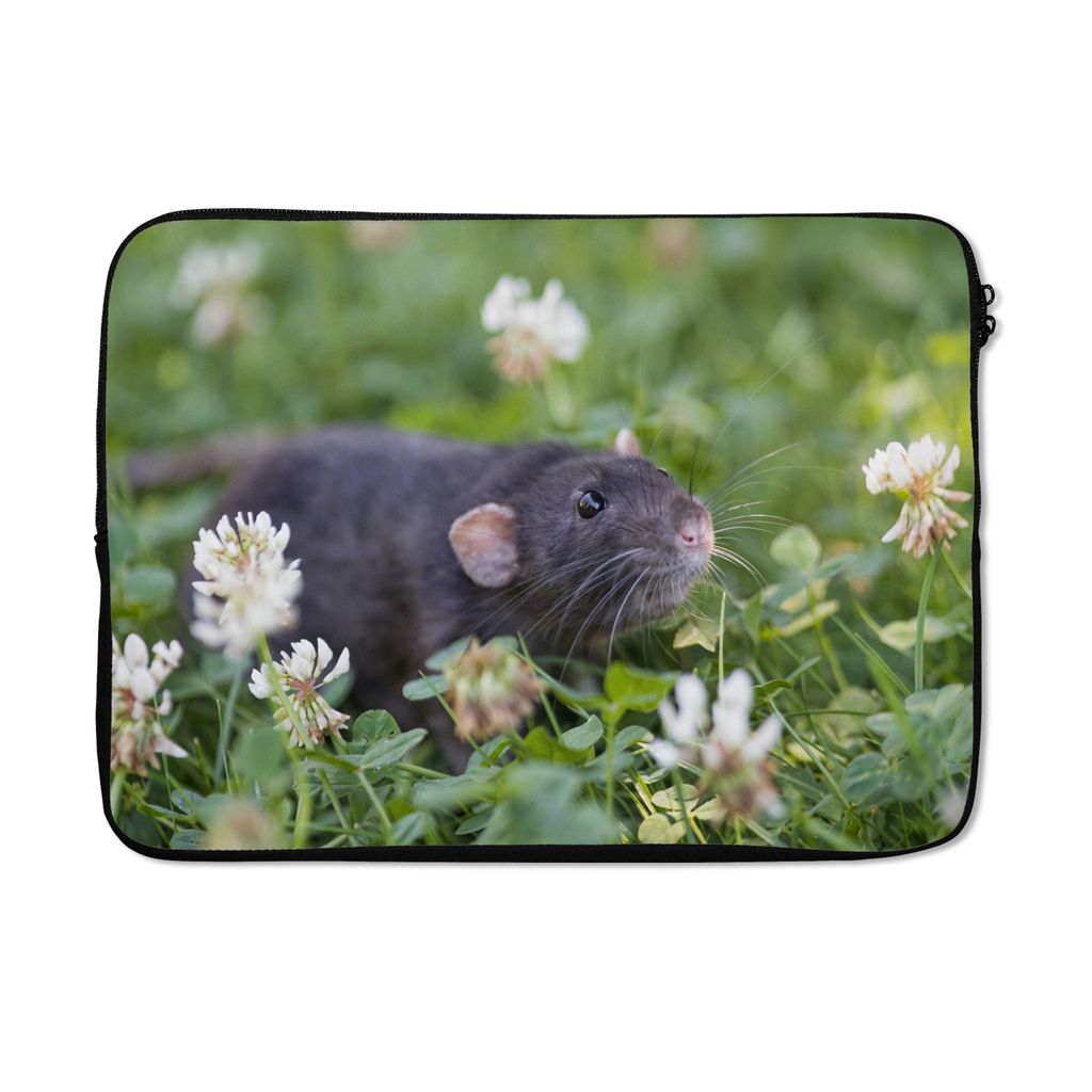 MuchoWow Laptop Hülle 14 ZollRatte zwischen Blumen Laptoptasche - Laptoptasche - Stoßsicher - Schutzhaube
