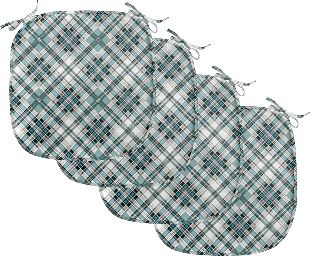Coussin de Siège pour Cuisine 40x40 cm Lot de 4 Galettes Aqua et Gris
