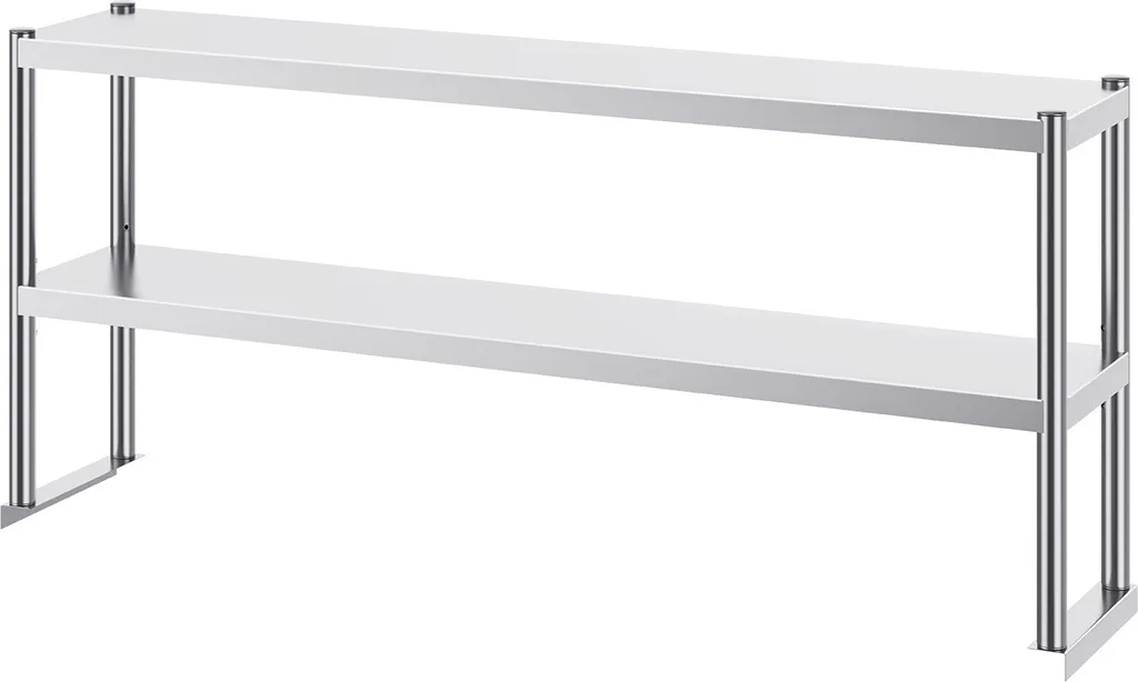 Table de Préparation Cuisine Inox 2 Niveaux Réglable 152cm SucceBuy