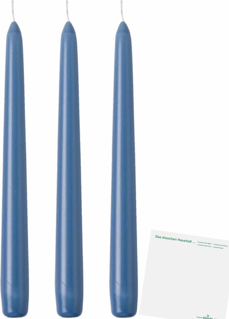 bolsius Spitzkerze 24,5x2,4cm 3er Pack (3x1 Stück, Eine Kerze) + usy Block
